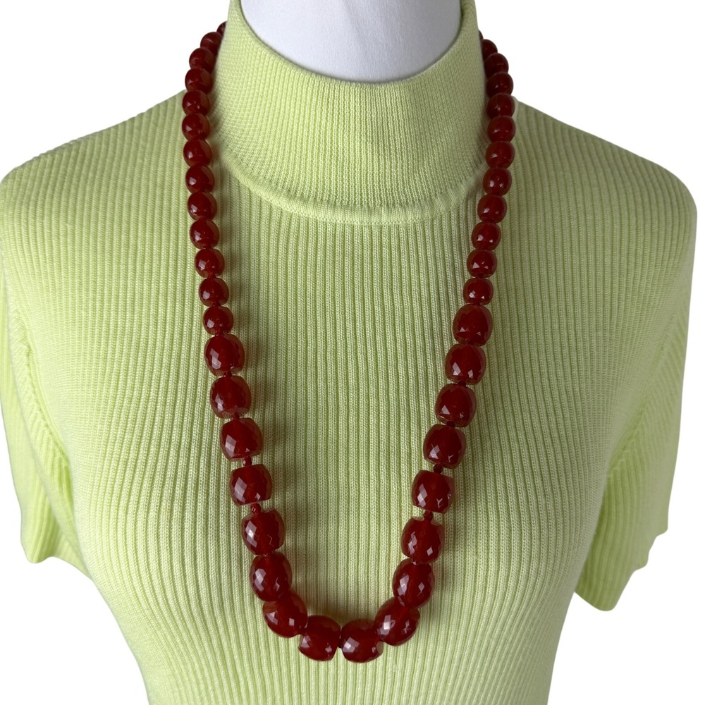JLO by Jennifer Lopez Red Faceted Chunky Bead Statement Necklace Gold Tone Clasp